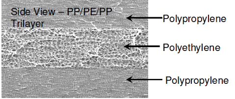 Figure 2: Side view of PP/PE/PP trilayer.