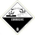 Class 8 label indicating corrosive substance