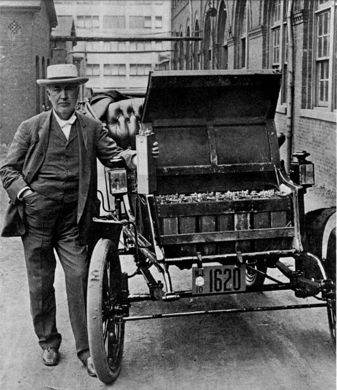 Thomas A. Edison and his improved storage battery